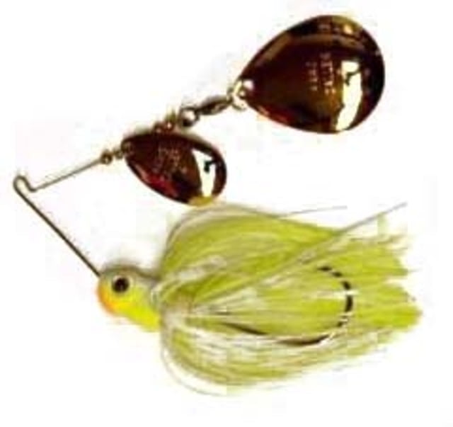 Lunker Lure Gen II Hawg Caller Double Indiana/Colorado Blade Spinnerbait Mustad Fishing Hook 1/2 oz 1 Piece Chartreuse White Head/Chartreuse White