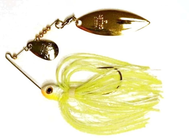 Lunker Lure Gen II Hawg Caller Double Indiana/Willow Blades Spinnerbait Mustad Fishing Hook 1/4 oz 1 Piece Chartreuse White Head/Chartreuse White