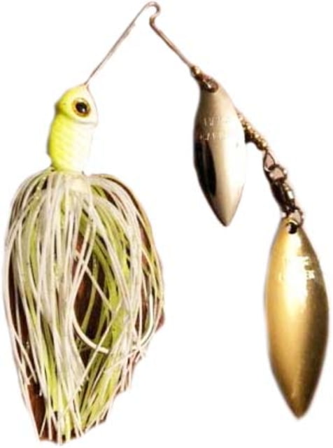 Lunker Lure Gen II Hawg Caller Double Willow Blade Spinnerbait Mustad Fishing Hook 3/8 oz 1 Piece Chartreuse/White Silver/Gold