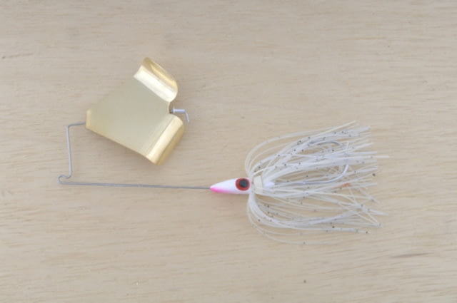 Lunker Lure Hawg Caller Proven Winner Buzz Bait Texposer Fishing Hook 3/8oz 1 Piece Gold/White Head/Gold Glimmer Skirt