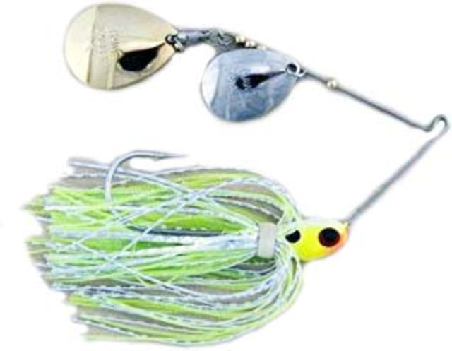 Lunker Lure Hawg Caller Proven Winner Double Colorado Blade Spinnerbait Mustad Fishing Hook 1/2oz 1 Piece Chartreuse White Head/Chartreuse White Chrom