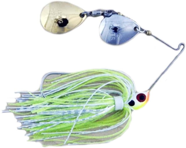 Lunker Lure Hawg Caller Proven Winner Double Colorado Blade Spinnerbait Mustad Fishing Hook 1/4oz 1 Piece Chartreuse White Head/Chartreuse White Chrom