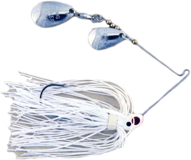 Lunker Lure Hawg Caller Proven Winner Double Colorado Blade Spinnerbait Mustad Fishing Hook 1/4oz 1 Piece White Head/White Silver Flake Skirt