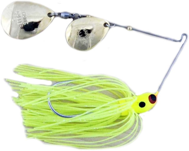 Lunker Lure Hawg Caller Proven Winner Double Colorado Blade Spinnerbait Mustad Fishing Hook 3/8oz 1 Piece Gold/Chartreuse Head/Chartreuse/Silver Flake
