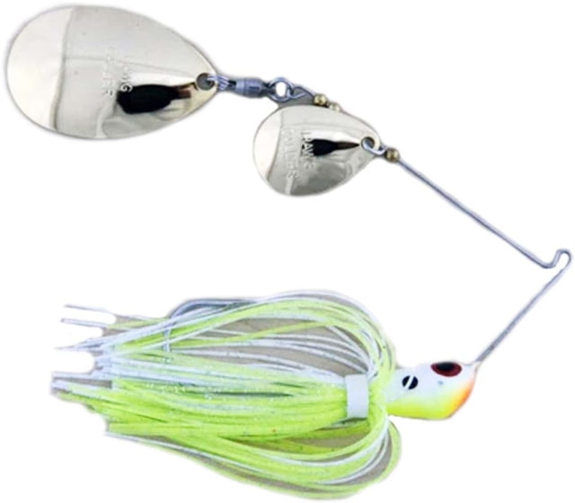 Lunker Lure Hawg Caller Proven Winner Double Colorado/Indiana Blade Spinnerbait Mustad Fishing Hook 3/4oz 1 Piece Chartreuse White Head/Chartreuse