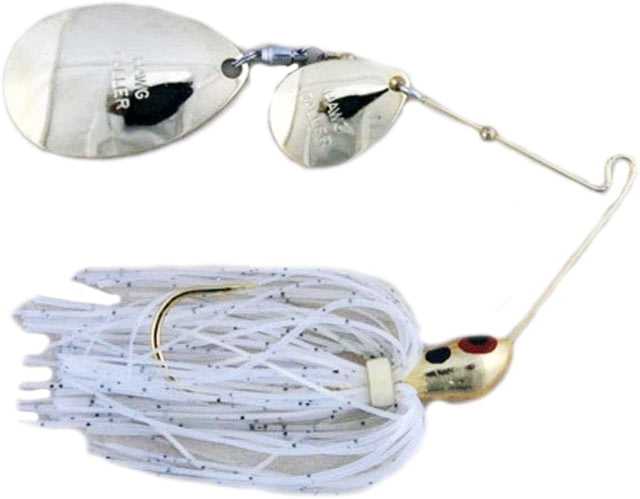 Lunker Lure Hawg Caller Proven Winner Double Colorado/Indiana Blade Spinnerbait Mustad Fishing Hook 3/4oz 1 Piece Gold Head/Gold Glimmer Skirt