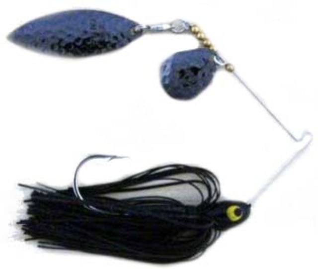 Lunker Lure Hawg Caller Proven Winner Double Colorado/Willow Blade Spinnerbait Mustad Fishing Hook 3/8oz 1 Piece Black Head/Black Metal Skirt