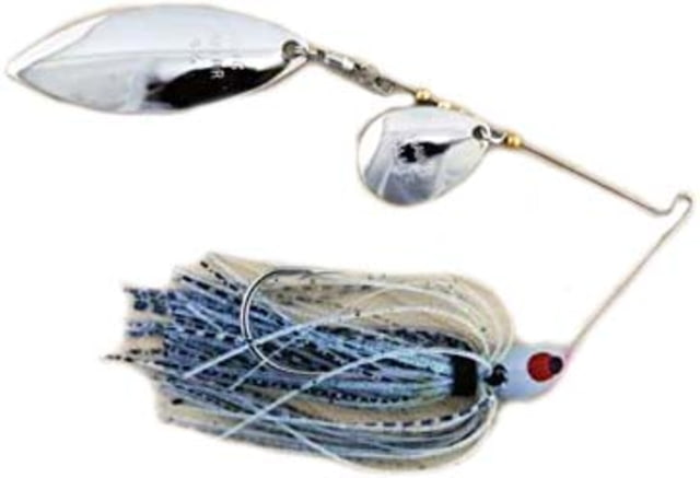 Lunker Lure Hawg Caller Proven Winner Double Colorado/Willow Blade Spinnerbait Mustad Fishing Hook 3/8oz 1 Piece Blue Glimmer Head/Blue Fish Scale