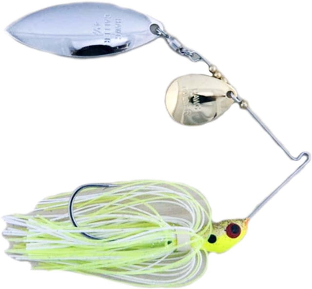 Lunker Lure Hawg Caller Proven Winner Double Colorado/Willow Blade Spinnerbait Mustad Fishing Hook 1/2oz 1 Piece Chartreuse Gold Head/Chartreuse White