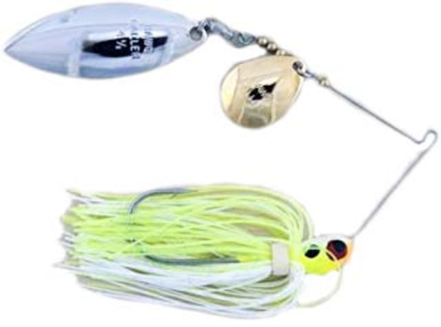 Lunker Lure Hawg Caller Proven Winner Double Colorado/Willow Blade Spinnerbait Mustad Fishing Hook 3/8oz 1 Piece Chartreuse White Head/Chartreuse