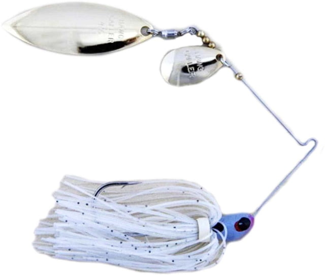 Lunker Lure Hawg Caller Proven Winner Double Indiana/Willow Blade Spinnerbait Mustad Fishing Hook 3/8oz 1 Piece Blue Glimmer Head/Gold Glimmer Skirt