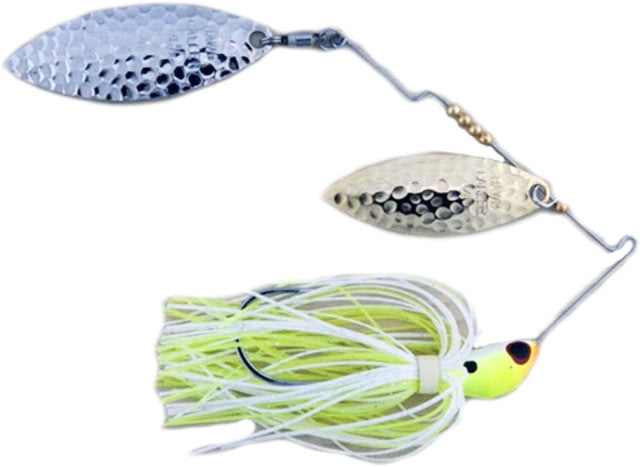 Lunker Lure Hawg Caller Proven Winner Double Blade Spinnerbait Mustad Fishing Hook 1/2oz 1 Piece Chartreuse White Head/Chartreuse White Skirt