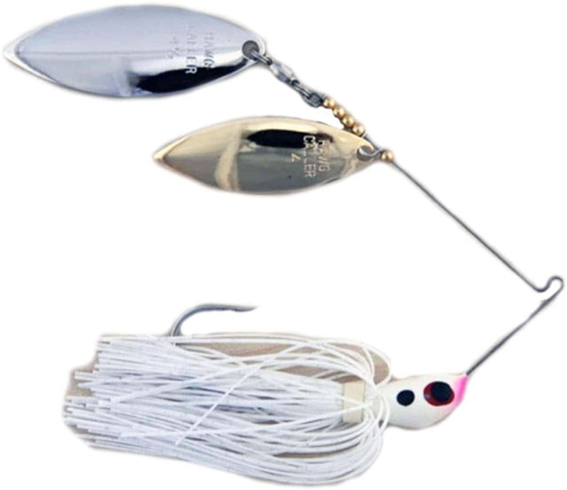 Lunker Lure Hawg Caller Proven Winner Double Blade Spinnerbait Mustad Fishing Hook 3/4oz 1 Piece White Head/White Silver Flake Skirt