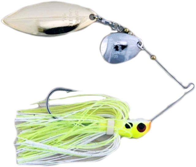 Lunker Lure Hawg Caller Proven Winner Double Colorado/Indiana Blade Spinnerbait Mustad Fishing Hook 1/2oz 1 Piece Chartreuse White Head/Chartreuse