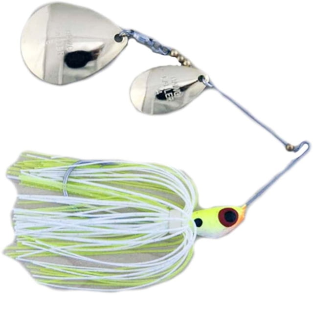 Lunker Lure Hawg Caller Proven Winner Double Indiana/Colorado Blade Spinnerbait Mustad Fishing Hook 1/2oz 1 Piece Chartreuse White Head/Chartreuse