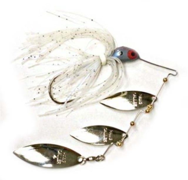 Lunker Lure Hawg Caller Proven Winner Triple Blade Spinnerbait Mustad Fishing Hook 3/8oz 1 Piece White/Glimmer Blue Nickel