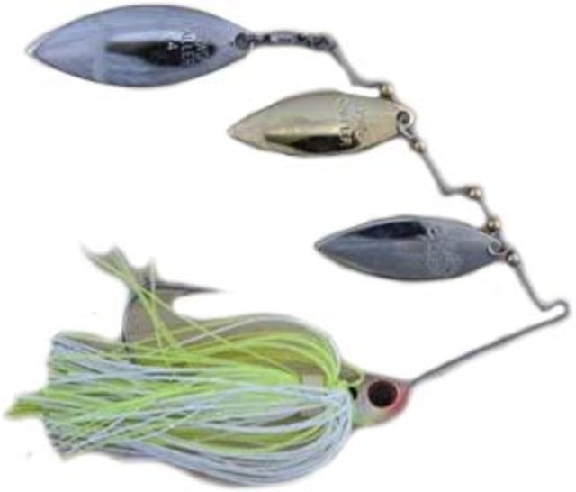 Lunker Lure Hawg Caller Proven Winner Triple Blade Spinnerbait Mustad Fishing Hook 3/8oz 1 Piece Chartreuse/White/Gold Head/Chartreuse/White Skirt