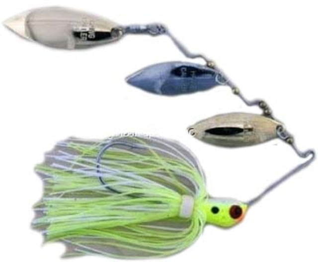 Lunker Lure Hawg Caller Proven Winner Triple Blade Spinnerbait Mustad Fishing Hook 3/4oz 1 Piece Chartreuse/White Head/Chartreuse/White Skirt