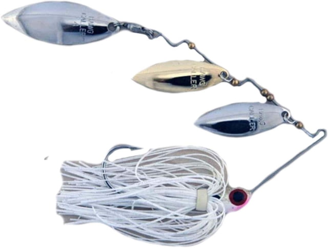 Lunker Lure Hawg Caller Proven Winner Triple Blade Spinnerbait Mustad Fishing Hook 3/8oz 1 Piece Gold/White Head/White/Silver Flake Skirt