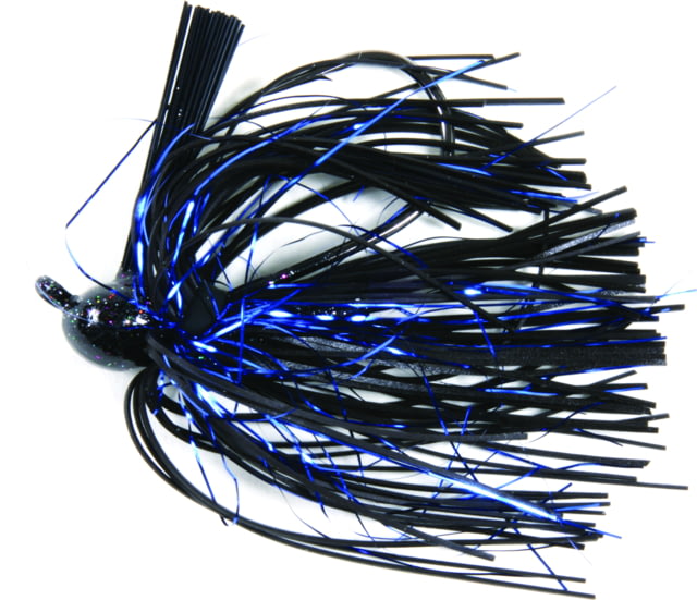 Lunker Lure Rattle Flip Jig 1/2 oz Black Blue Flash Skirt