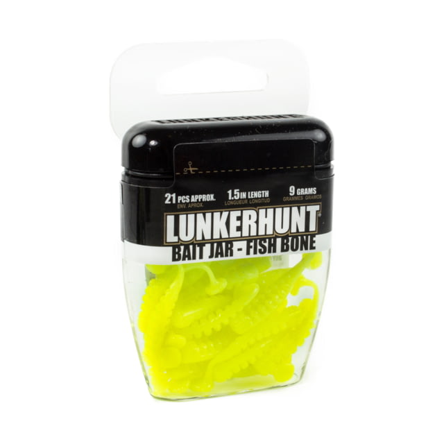 Lunkerhunt Fish Bone Bait Jar Chartreuse 1.5in & 1/3 oz