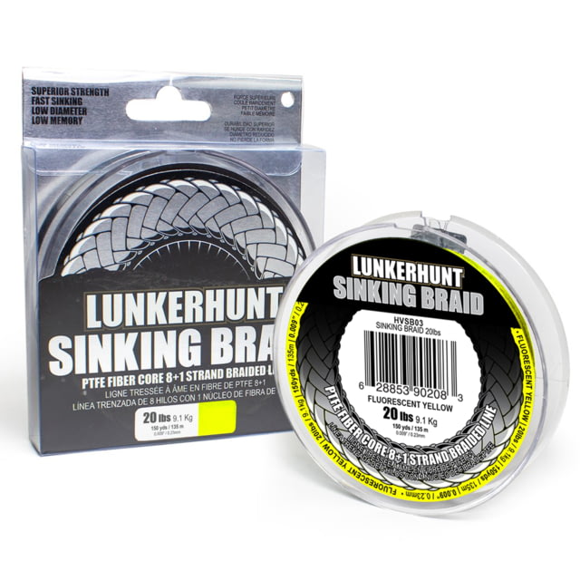 Lunkerhunt Sinking Braid Line Fluorescent Yellow 150 yds & 20 lbs