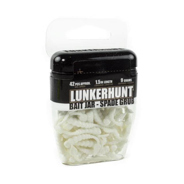 Lunkerhunt Spade Grub Bait Jar Grub 1 1.5in White