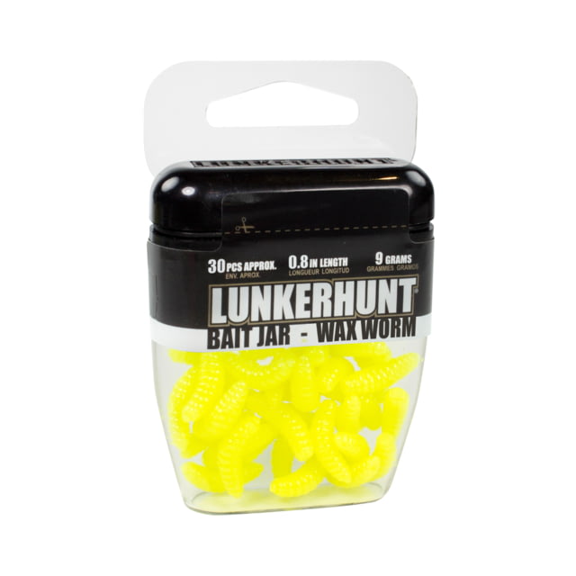 Lunkerhunt Wax Worm-Bait Jar Worm 40 0.75in Chartreuse