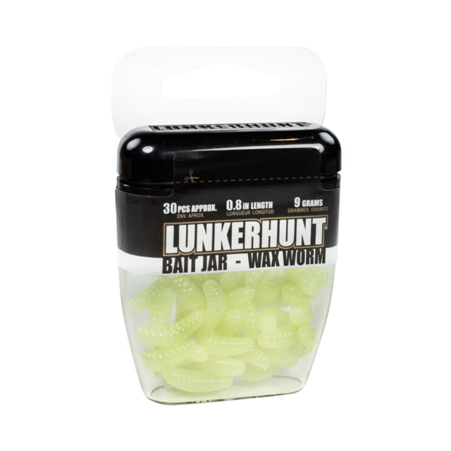 Lunkerhunt Wax Worm-Bait Jar Worm 40 0.75in Glow