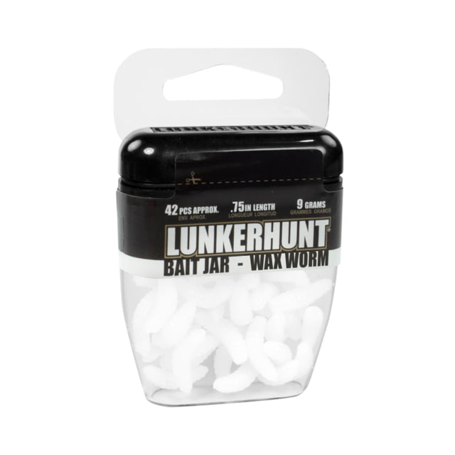 Lunkerhunt Wax Worm-Bait Jar Worm 40 0.75in White