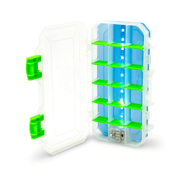 Lure Lock Light It Up 3 Cavity Led Box w/Tak Logic Liner Clear/Green