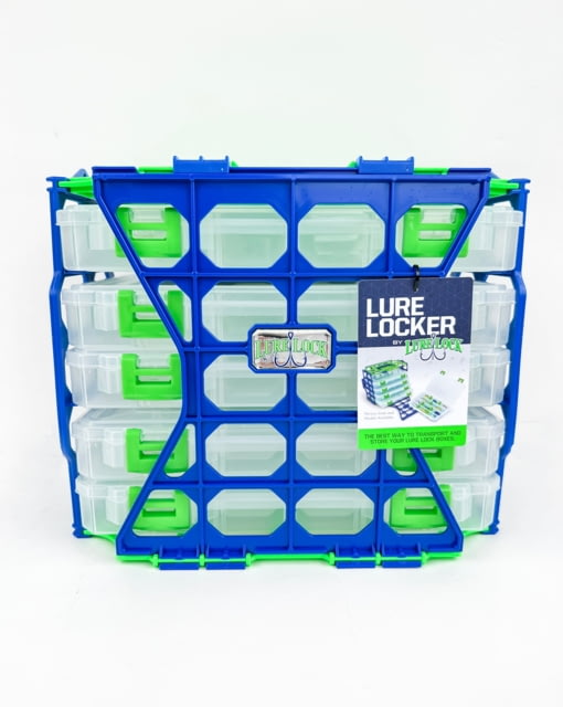 Lure Lock Lure Locker & 5 Pack of Boxes w/out Gel Large 4 Compartment Clear/Green Green/Blue LL1