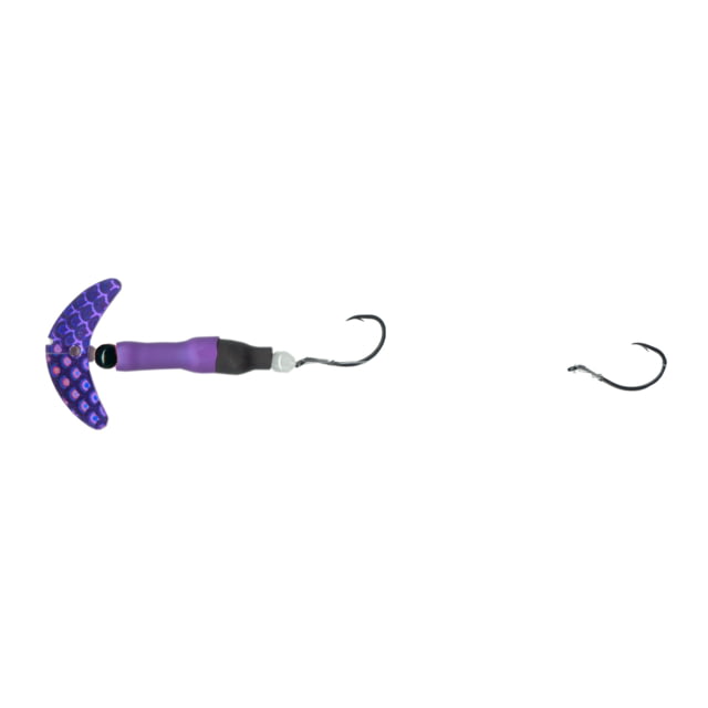 Mack's Lure Wally Pop Crawler Series Spinner 2 Hooks Size 2 Leader 72 in Purple Scale Smile Blade Vivid Purple/Black