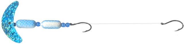 Mack's Lure Cha Cha Crawler Rig 2 Number 4 Hooks 1.5in Blade Blue Sprkl Smile Blade/Prl/Blue Scale Pill/Flo Blue Beads Floating