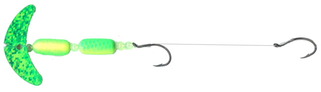 Mack's Lure Cha Cha Crawler Rig 2 Number 4 Hooks 1.5in Blade Grn Sprkl Smile Blade/Chrt/Grn Scale Pill/Flo Chrt Beads Floating
