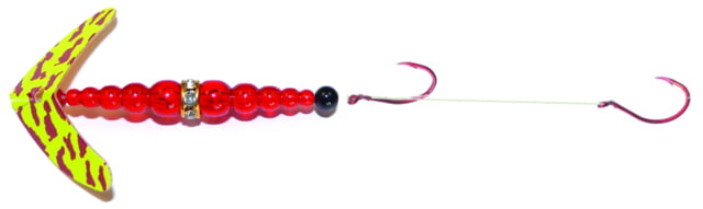 Mack's Lure Double Whammy Pro Spinner Rig 2 Number 4 Hooks 72in Leader Chartreuse Red Tiger Smile Blade/Flo Ruby Bead