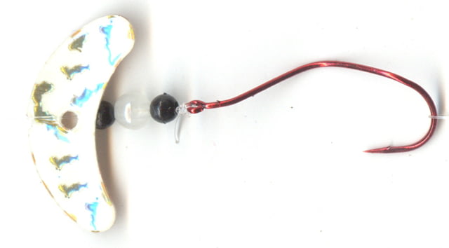 Mack's Lure Smile Blade Slow Death Rig Number 2 Hook Glo Gold Tiger Smile Blade/Black Bead/Glo White Center Bead