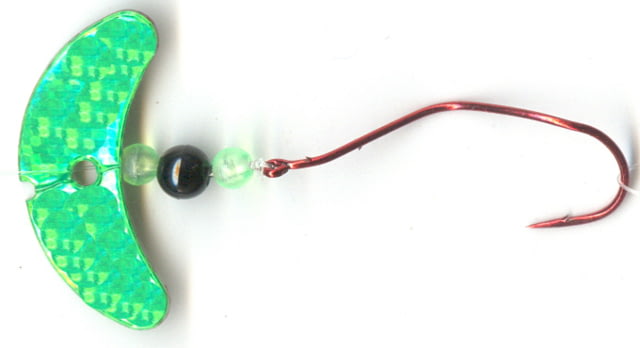 Mack's Lure Smile Blade Slow Death Rig Number 2 Hook Green Sparkle Smile Blade/Flo Chartreuse Bead/Black Center Bead