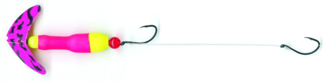 Mack's Lure Wally Pop Crawler Series Spinner 2 Number 2 Hooks 72in Leader Hot Pink Black Tiger Smile Blade/Flo Pink Tubing Color1/Flo Yellow Tubing