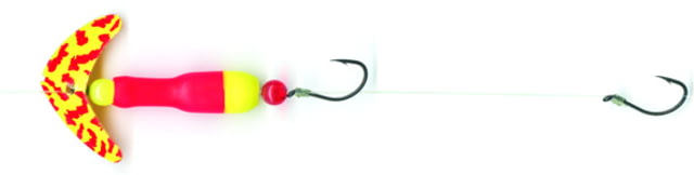 Mack's Lure Wally Pop Crawler Series Spinner 2 Number 4 Hooks 72in Leader Chartreuse Red Tiger Smile Blade/Rocket Red Tubing Color1/Flo Yellow Tubing