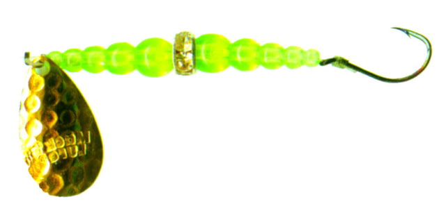 Mack's Lure Wedding Ring Classic Original Spinner Number 6 Hook 48in Leader Chartreuse Blade/Black/Flo Chartreuse Bead