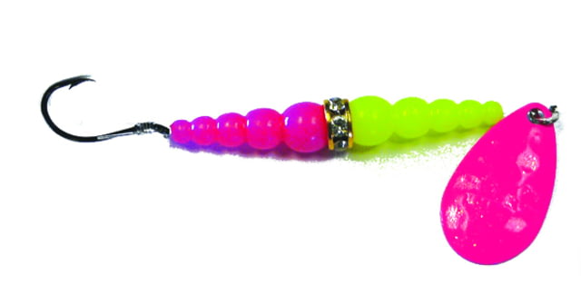 Mack's Lure Wedding Ring Classic Original Spinner Number 6 Hook 48in Leader Hot Pink Blade/Yellow Chartreuse/Hot Pink Bead