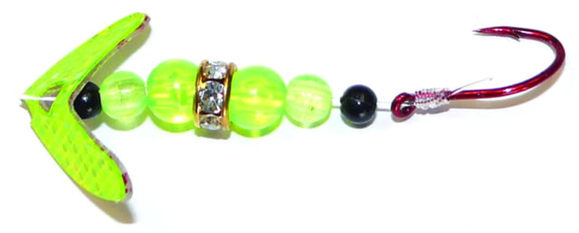 Mack's Lure Wedding Ring Mini Pro Spinner Number 6 Hook 48in Leader Chartreuse Sparkle Smile Blade/Flo Chartreuse Bead