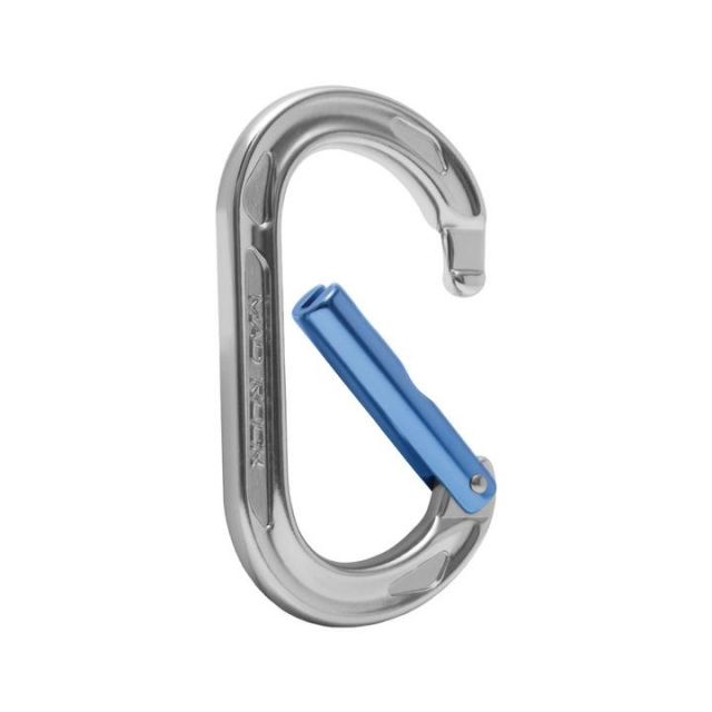 Mad Rock Oval Tech Straight Carabiner Silver/Blue 870559020190