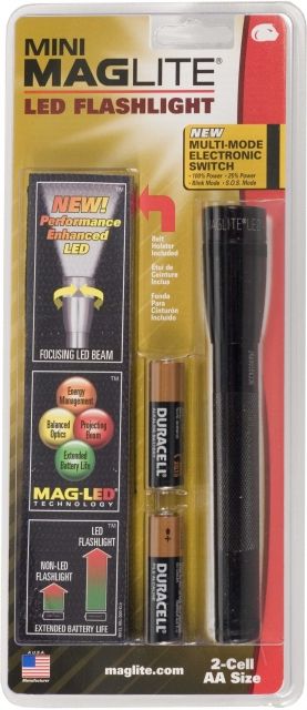 Mag Instrument 2 Cell AA Mini Maglite LED Flashlight Holster Pack Black - SP2201H NSN-01-584-4416