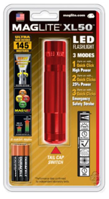 Mag Instrument XL 50 LED Flashlight w/Strobe Display Box Red
