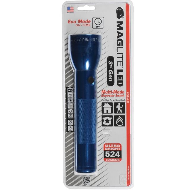 Maglite LED 3d Generation 2-Cell D Flashlight Blister Pack Blue ST23116