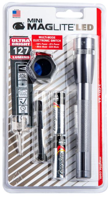 Maglite Mini 2 Aa-cell Led Flashlight Combo Pack Red/blue/clear