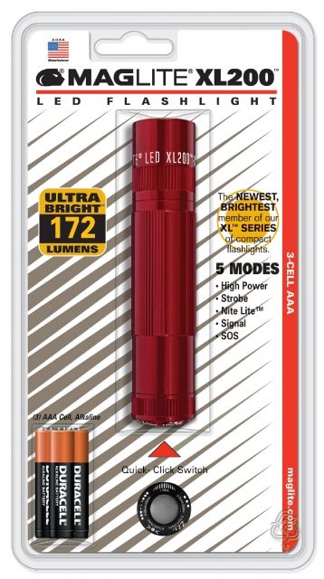 Maglite XL200 3-Cell AAA LED Flashlight Red Blister Pack