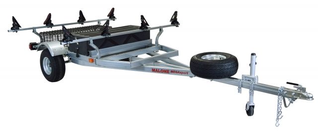 Malone Auto Racks MegaSport 2 Kayak Trailer Pkg Spare Tire 2 Sets Saddle Up Pro Storage Basket and Drawer